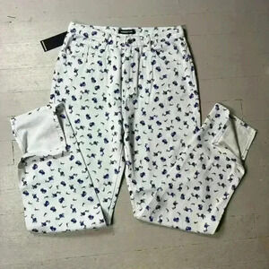 NWT Momokrom‎ Floral Straight Leg Long Denim Jeans US XL/UK 14 Preppy Punk